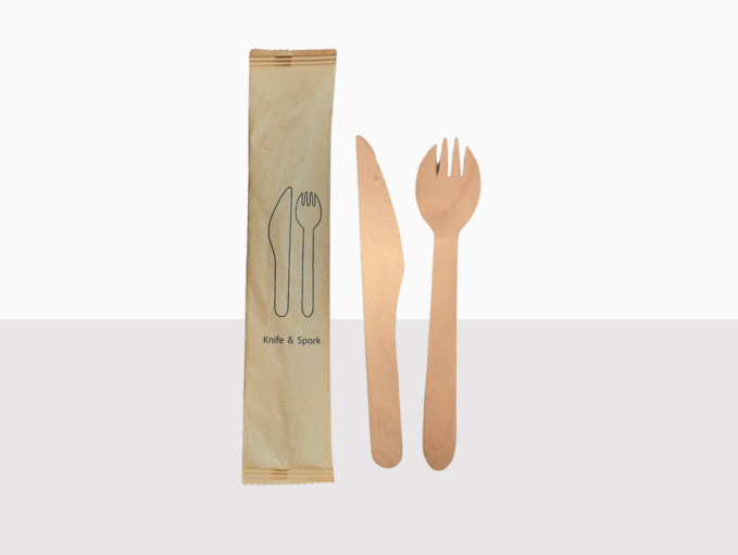 pack of wooden knife & spork in melbourn