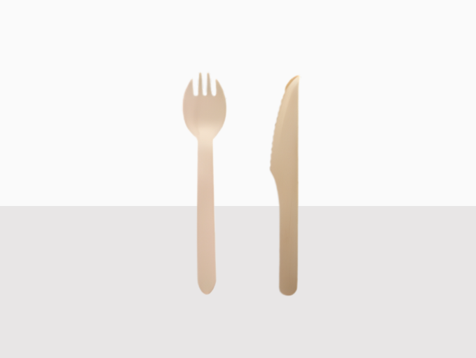 wooden knife + spork set (16 cm)
